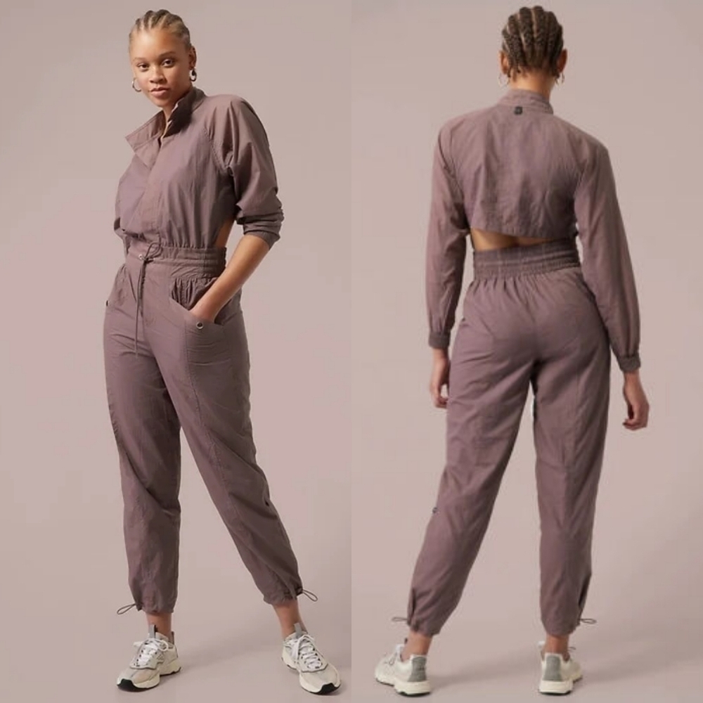 Athleta x Alicia Keys Utility Jumpsuit Open Back Mauve Purple Size 2 - Picture 2 of 8